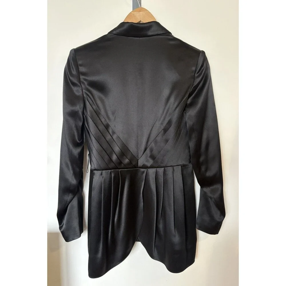 NWT Alice + Olivia Black Silk Blazer Jacket Size Small